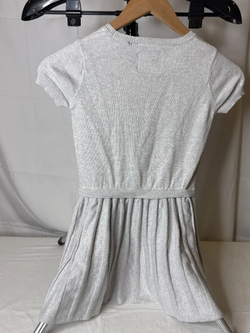 Justice Rhinestone Sparkley Sweater Silver Girl Dress Size 8 Y2K